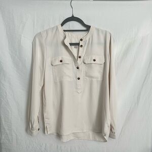 Women's Cream Button-Up Blouse